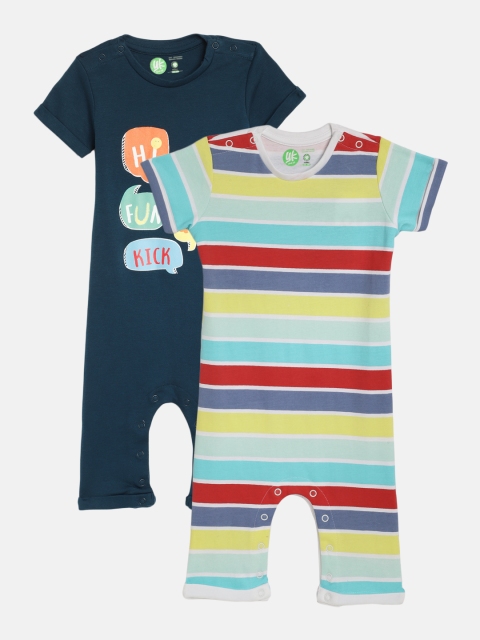 

YK Organic Boys Pack of 2 Sustainable Rompers, Multi