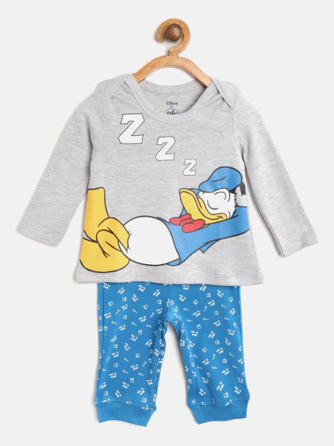 

YK Disney Boys Grey Melange & Blue Donald Duck Print T-shirt with Joggers