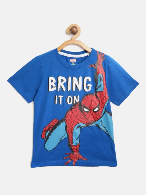 

YK Marvel Boys Blue & Red Spiderman Print Round Neck T-shirt