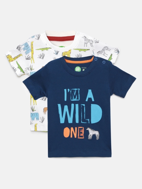 

YK Organic Boys Pack of 2 Printed Round Neck Sustainable T-shirts, White