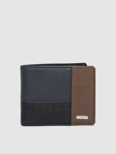 

Baggit Men Navy Blue & Brown Colourblocked Two Fold Wallet