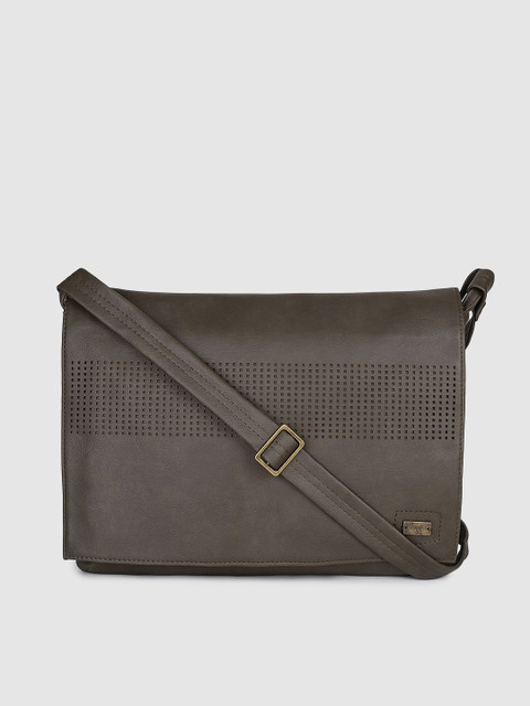 

Baggit Men Olive Green Textured Messenger Bag
