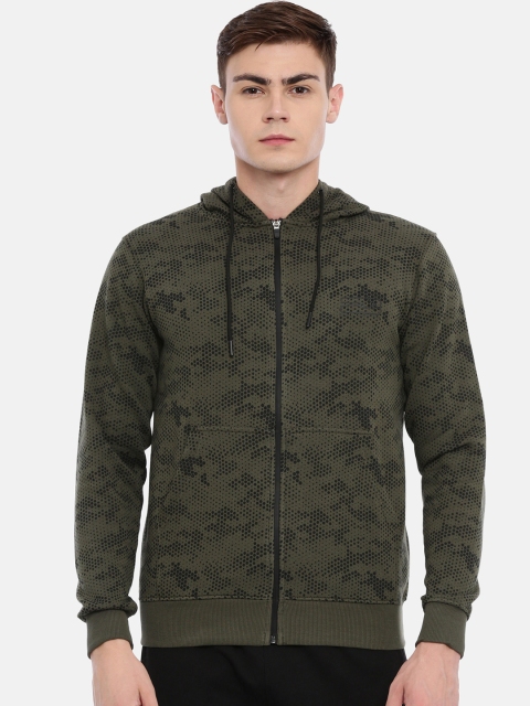 

Proline Active Men Olive Green Camouflage Printed Hooded Sweatshirt