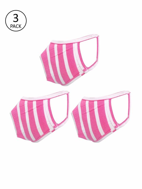 

nestroots Unisex 3 Pcs Pink & White Striped 2-Ply Anti Pollution Cloth Masks