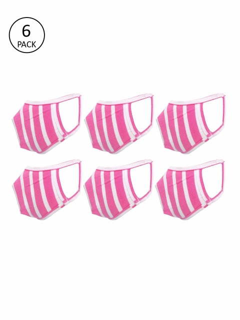 

nestroots Unisex 6 Pcs Pink & White Striped 2-Ply Anti Pollution Cloth Masks