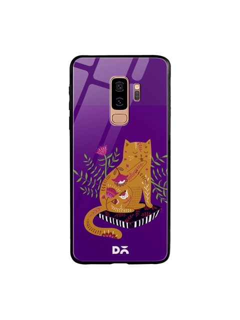 

DailyObjects Purple & Mustard Yellow Happy Kitty Samsung Galaxy S9 Plus Glass Case Cover