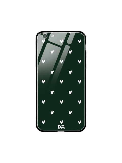 

DailyObjects Unisex Green & White Bundle Heart Printed iPhone 6S Glass Mobile Cover