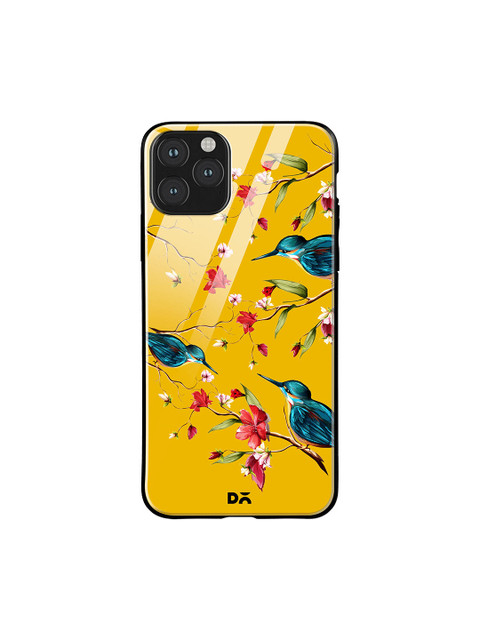 

DailyObjects Yellow & Blue Melody Birds Glass Case Cover For iPhone 11 Pro Max