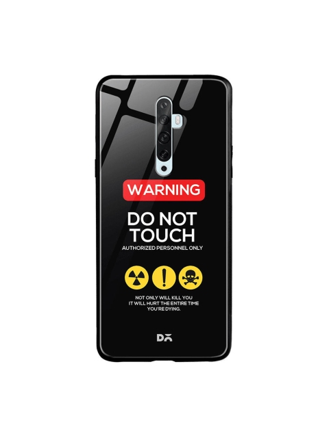 

DailyObjects Black & Red Do Not Touch Printed Oppo Reno 2F Glass Case Cover