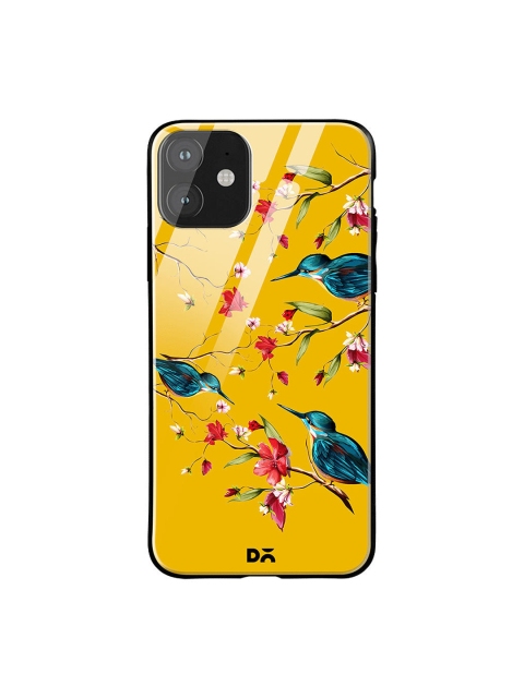 

DailyObjects Unisex Yellow & Blue Printed Melody Birds iPhone 11 Glass Mobile Cover