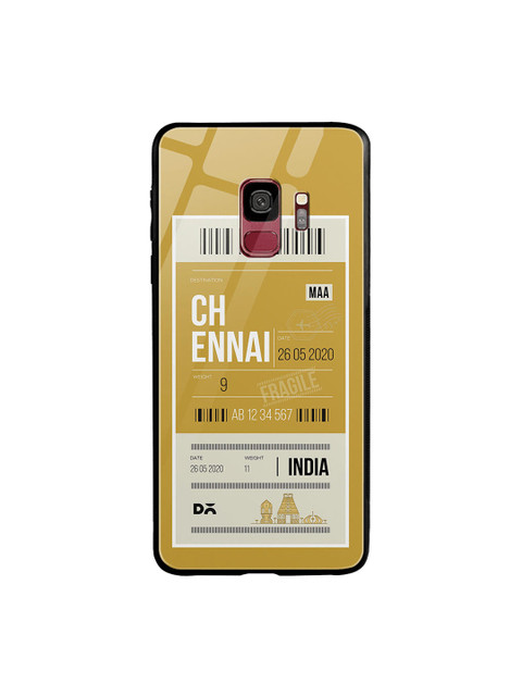 

DailyObjects Yellow & White Chennai City Tag Samsung Galaxy S9 Glass Case Cover, Black