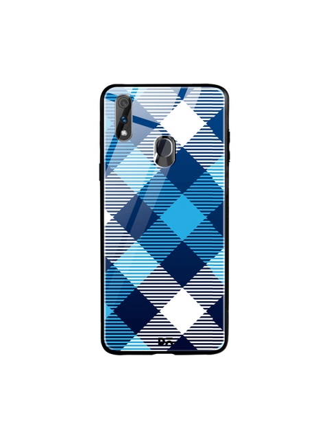 

DailyObjects Blue & White Medium Static Nightfall Checks Oppo Realme 3 Pro Glass Case Cover