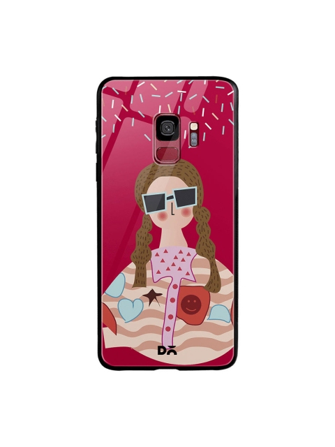 

DailyObjects Red & Beige Hipster Samsung Galaxy S9 Glass Case Cover