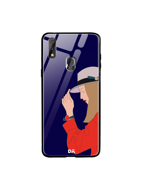 

DailyObjects Unisex Navy Blue & Red Mademoiselle Oppo Realme 3 Pro Glass Mobile Case Cover