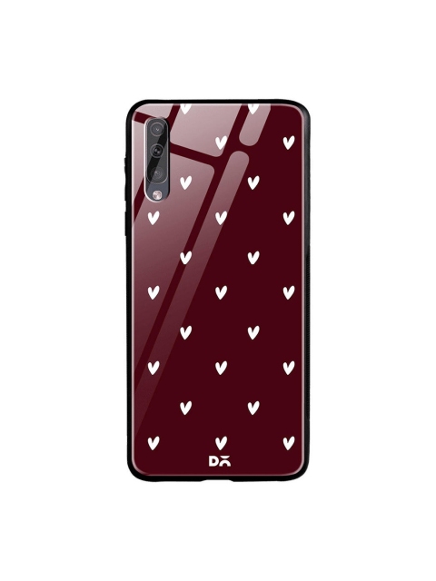 

DailyObjects Maroon & White Bundle Heart Samsung Galaxy A70S Glass Case Cover