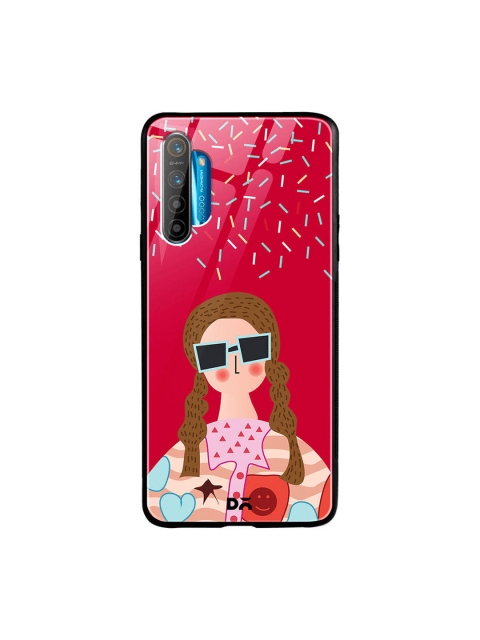 

DailyObjects Red & Beige Printed Hipster Oppo Realme XT Glass Mobile Cover