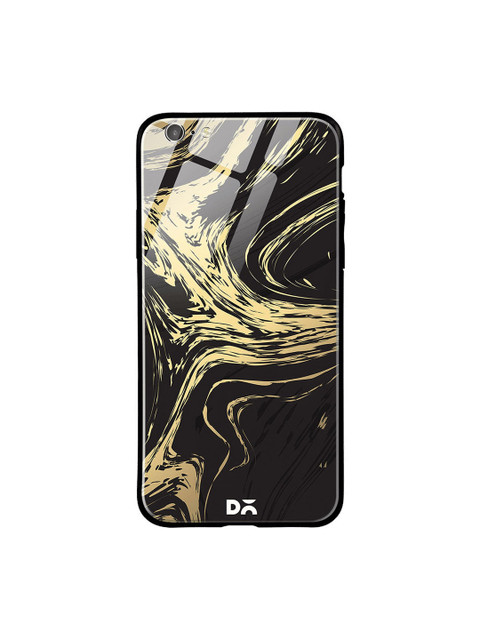 

DailyObjects Black & Gold-Coloured Printed Marble Art iPhone 6S Glass Mobile Cover