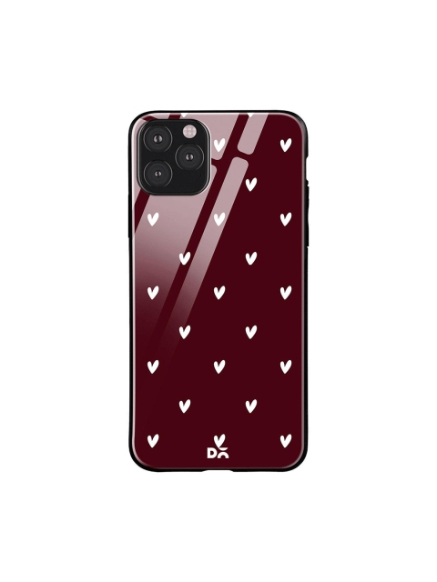 

DailyObjects Burgundy & White Bundle Heart iPhone 11 Pro Max Glass Case Cover
