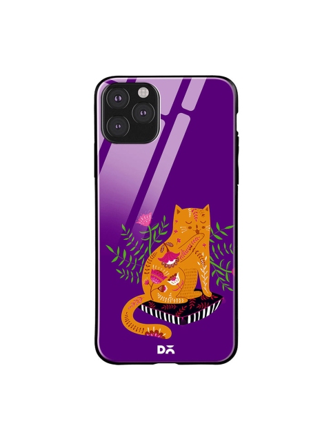 

DailyObjects Purple & Orange Printed Happy Kitty iPhone 11 Pro Glass Mobile Cover