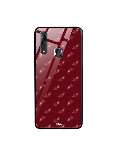 

DailyObjects Maroon Feathers Vivo Z1 Pro Glass Case Cover