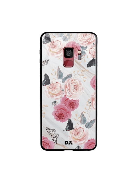 

DailyObjects Grey & Pink Flowers Marble Samsung Galaxy S9 Glass Case Cover