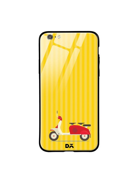

DailyObjects Yellow & Red 3 To Go Scooter Striped iPhone 6S Glass Case Cover