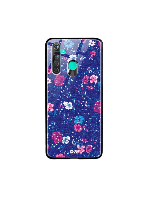 

DailyObjects Blue & Pink Marble Flowers Oppo Realme 5 Glass Case Cover