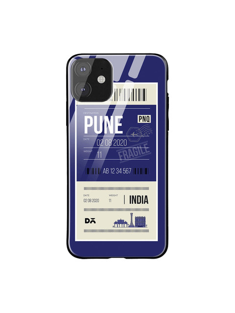 

DailyObjects Navy Blue & Beige Pune City Tag iPhone 11 Glass Case Cover