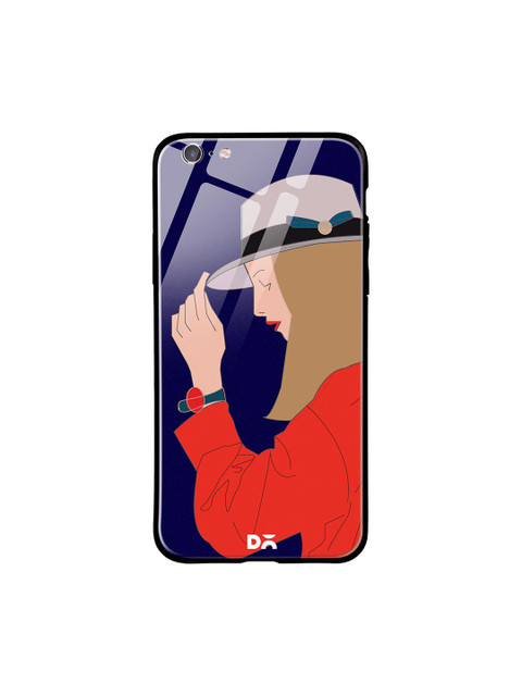 

DailyObjects Navy Blue & Red Mademoiselle iPhone 6S Glass Case Cover