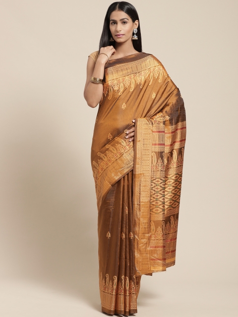 

Vaamsi Brown Printed Tussar Saree