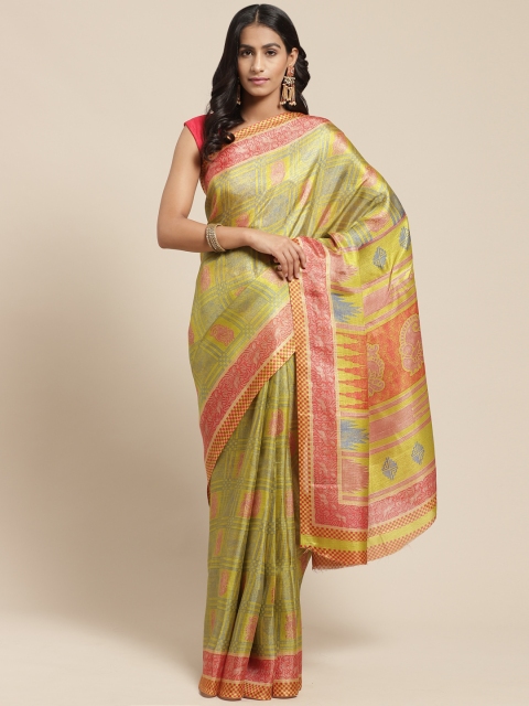 

Vaamsi Green Printed Bhagalpuri Saree