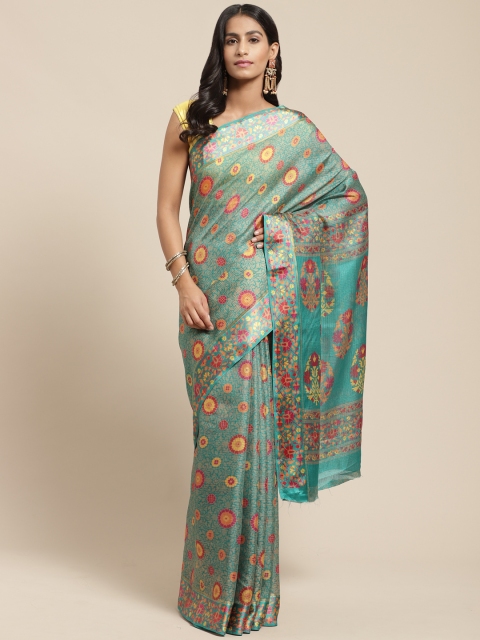 

Vaamsi Green & Pink Printed Kota Saree