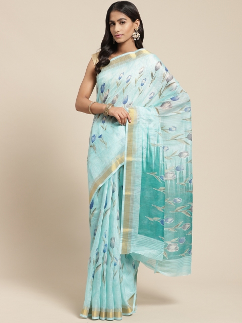 

Vaamsi Blue Printed Chanderi Saree