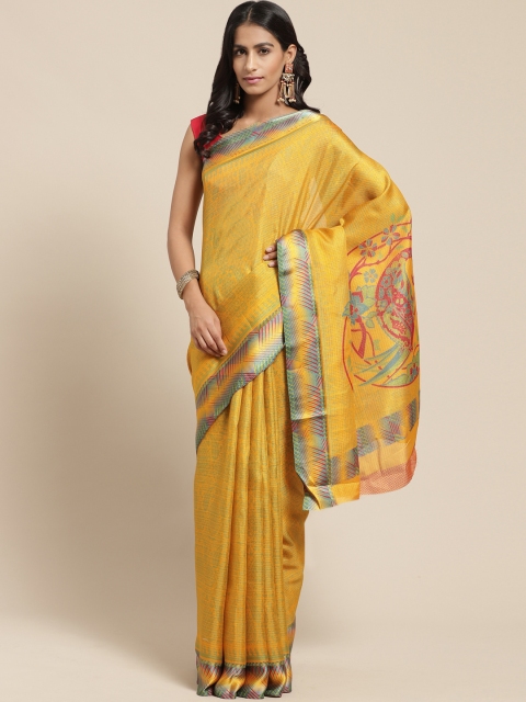 

Vaamsi Yellow & Red Printed Kota Saree