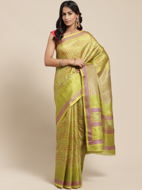 

Vaamsi Green Printed Bhagalpuri Saree