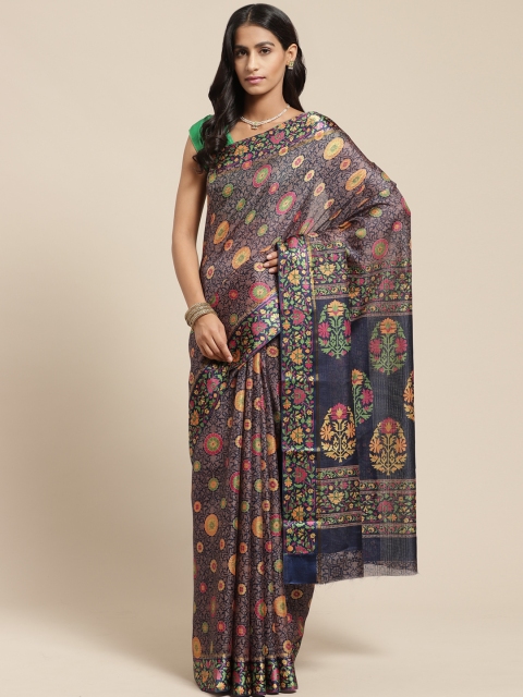 

Vaamsi Navy Blue & Beige Ethnic Printed Kota Saree