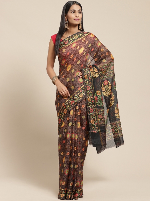 

Vaamsi Black & Beige Ethnic Printed Kota Saree