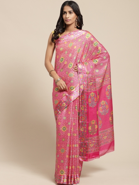 

Vaamsi Pink & Beige Printed Kota Saree