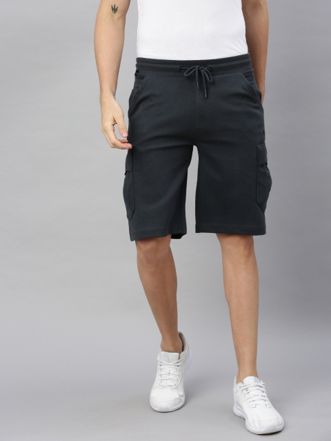 

Proline Active Men Charcoal Grey Solid Knitted Slim Fit Sports Shorts