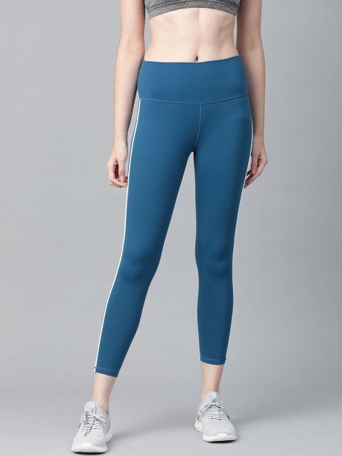 

Fitkin Women Teal Blue Solid Cropped Training Tights
