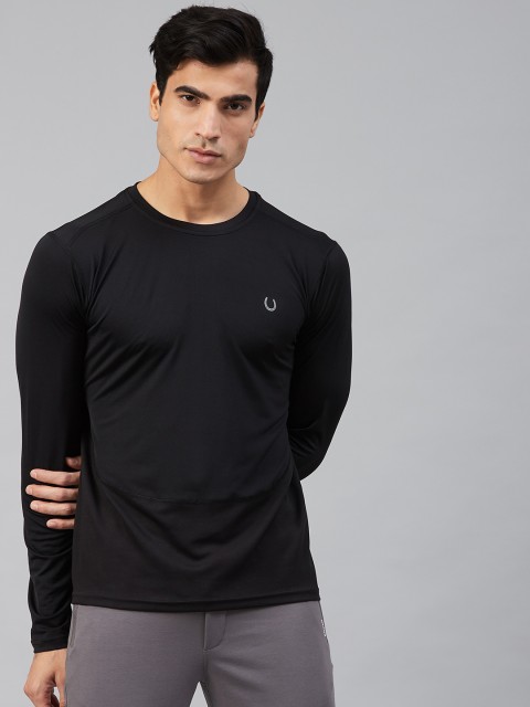 

Fitkin Men Black & Grey Striped Back Round Neck T-shirt