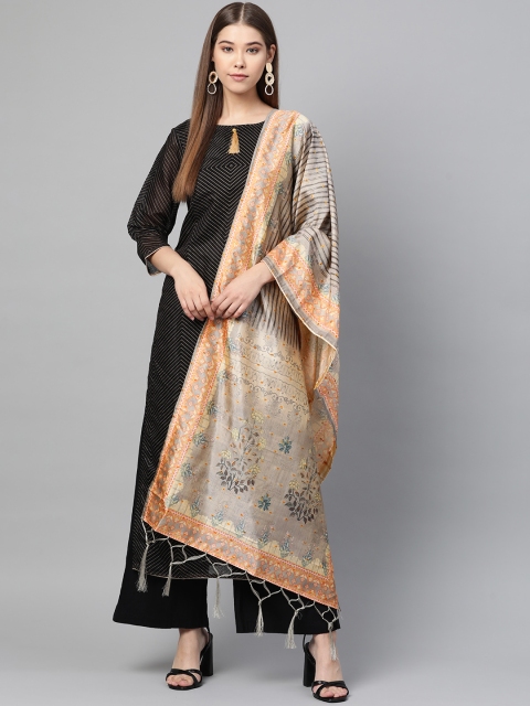 

SUTRAM Grey & Cream-Coloured Digital Print Dupatta