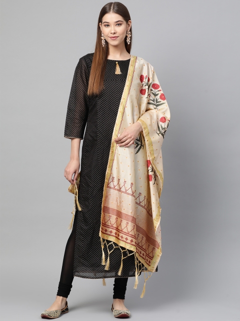 

SUTRAM Cream-Coloured & Red Digital Printed Dupatta
