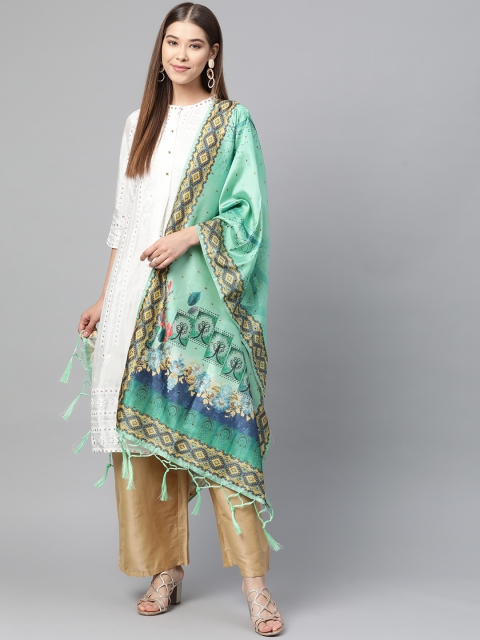 

SUTRAM Green & Blue Digital Printed Dupatta
