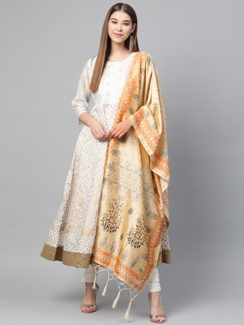 

SUTRAM Cream-Coloured & Charcoal Grey Digital Printed Dupatta