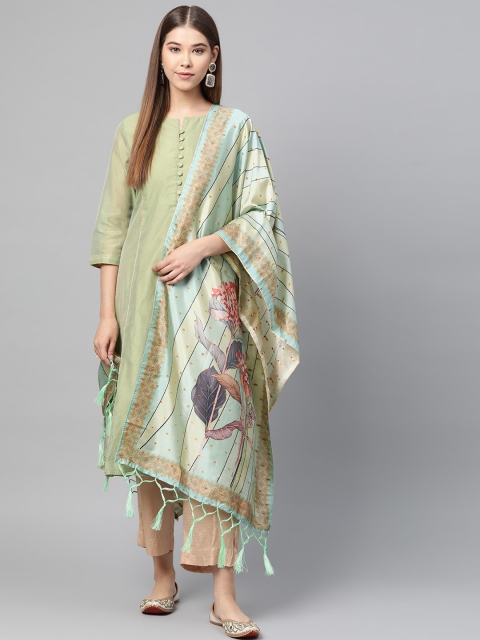 

SUTRAM Green & Blue Digital Printed Dupatta