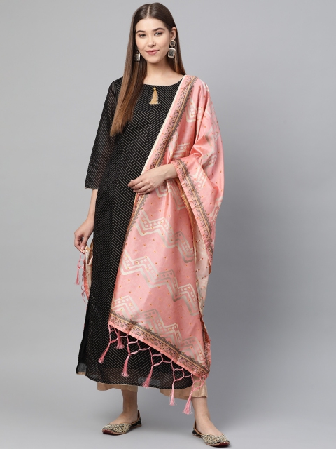 

SUTRAM Pink & Golden Printed Dupatta