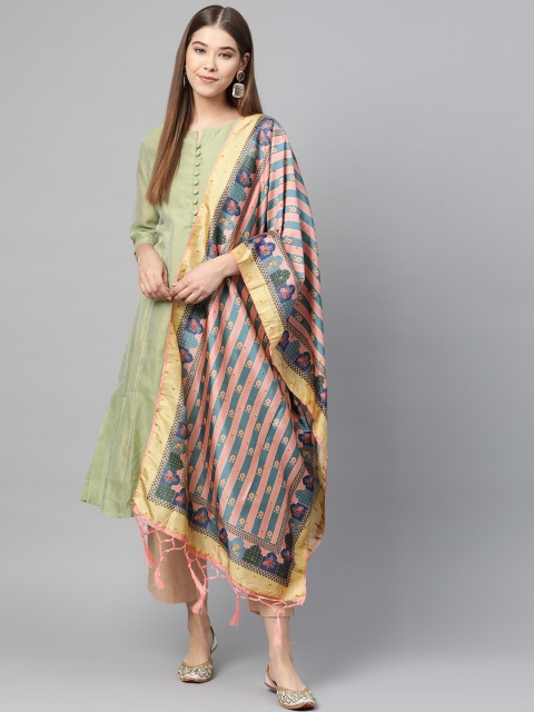 

SUTRAM Pink & Teal Blue Digital Printed Dupatta