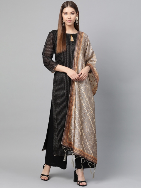 

SUTRAM Grey & Off-White Paisley Digital Print Dupatta
