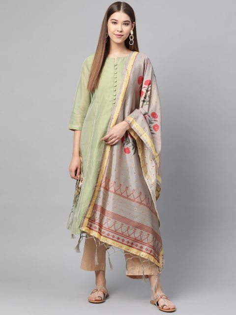 

SUTRAM Grey & Red Digital Print Dupatta